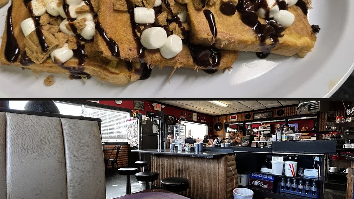 Homestyle breakfast plates on a diner table