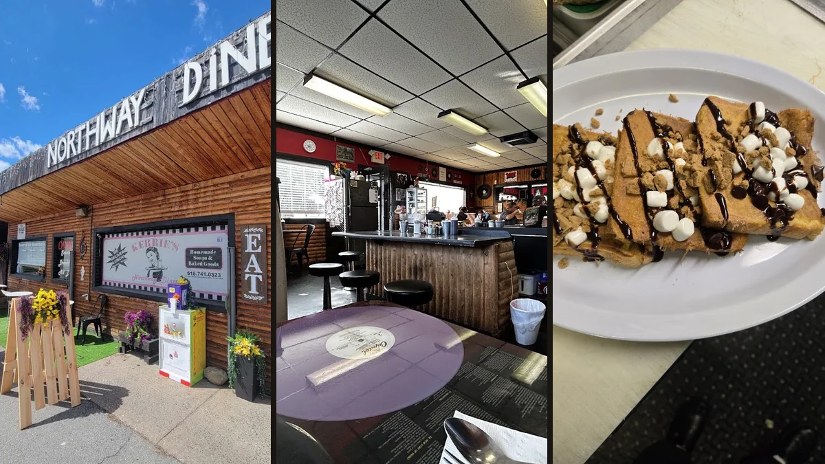 Warm interior with simple American diner decor