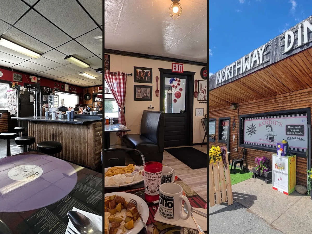 Warm interior with simple American diner decor