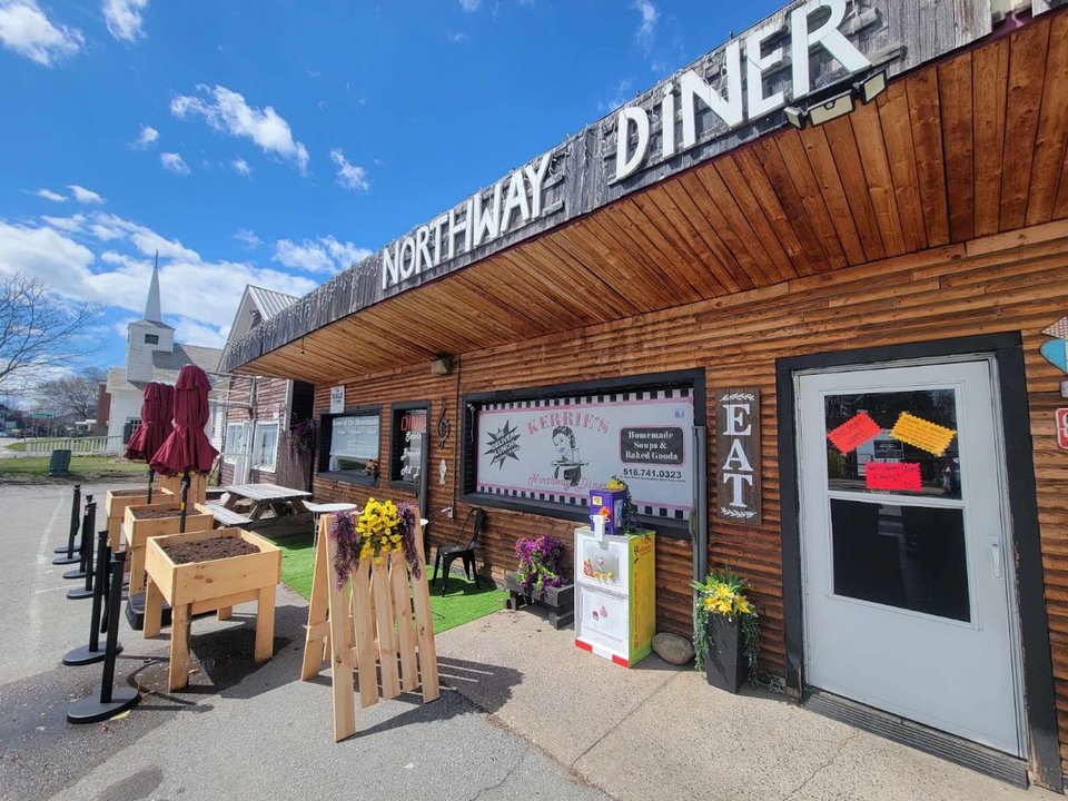 Classic diner booths and counter seating