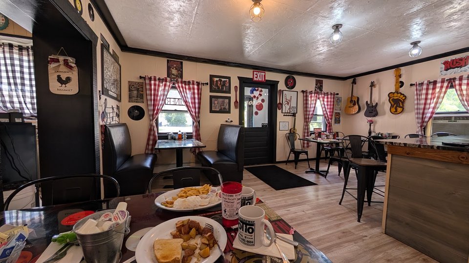 Warm interior with simple American diner decor